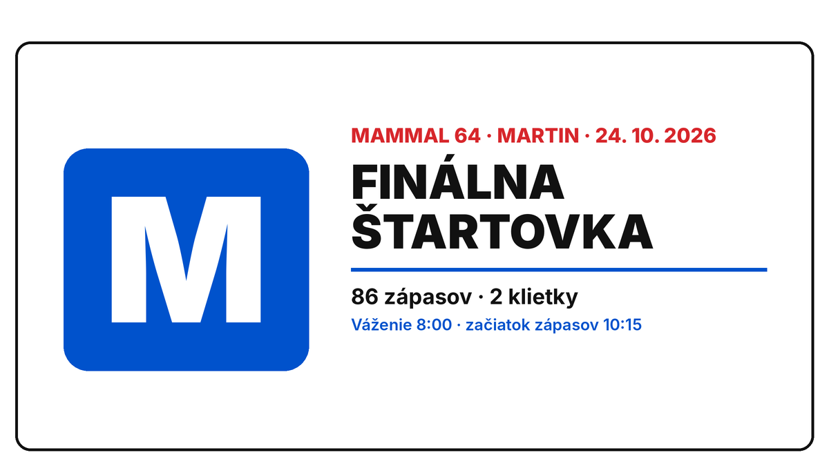 Finálna štartovka MAMMAL 64 Martin 24. 10. 2026